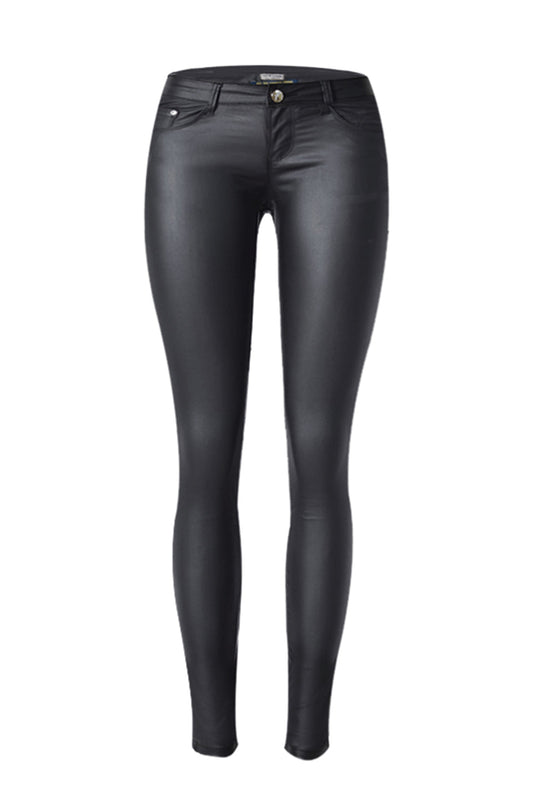 elveswallet Low Rise Solid Leather Pants