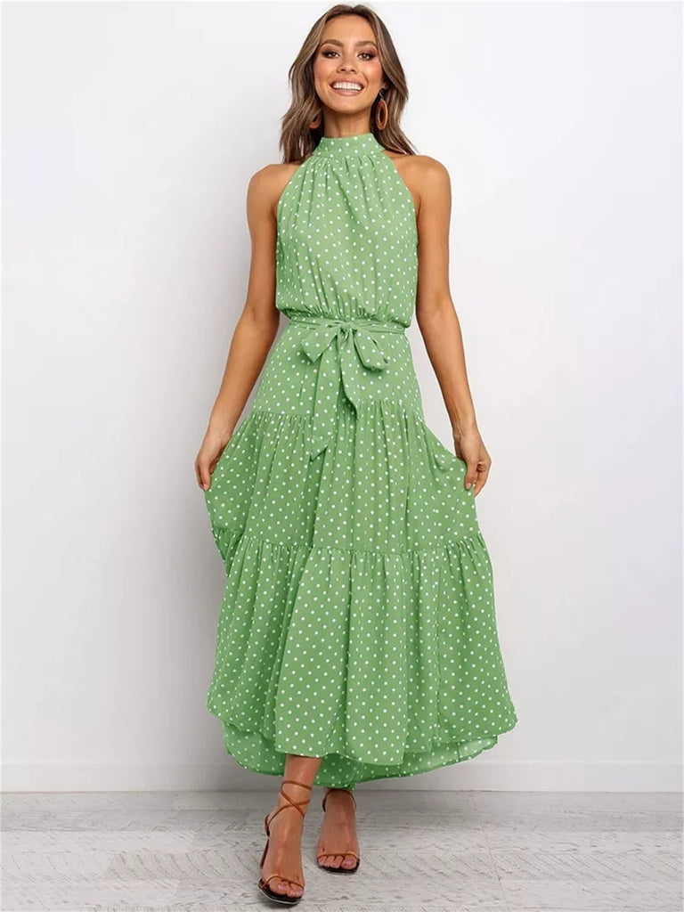 elveswallet  Women's Dreses Halter Strapless Neck Floral Print Summer Vacation Dresses