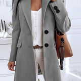 elveswallet  Single Breasted Lapel Blazer, Elegant Long Sleeve Work Office Outerwear, Women's Clothing
