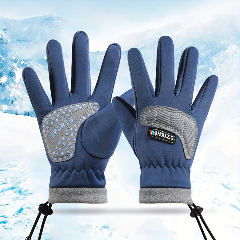 Youngsters' Winter Ski Gloves - Warm, Windproof & Non-Slip for Boys & Girls Ages 7-13 | Thickened Five-Finger Design for Outdoor Play & Cycling