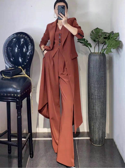 Maillard noble trench coat pants set Muse British style coat celebrity long suit collar jacket set trendy