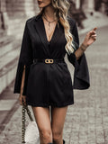 Solid Lapel Cape Sleeve Blazer, Elegant Balzer For Office & Work, Women's Clothing