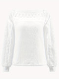 elveswallet  Cutout Lace Stitching T-Shirt, Casual Long Sleeve Top For Spring & Fall, Women's Clothing