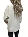 Waffle Solid Jacket, Casual Button Front Long Sleeve Outerwear, Women's Clothing
