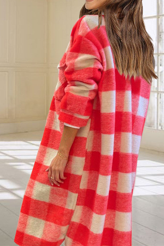 elveswallet Chic Plaid Tweed Long Coat