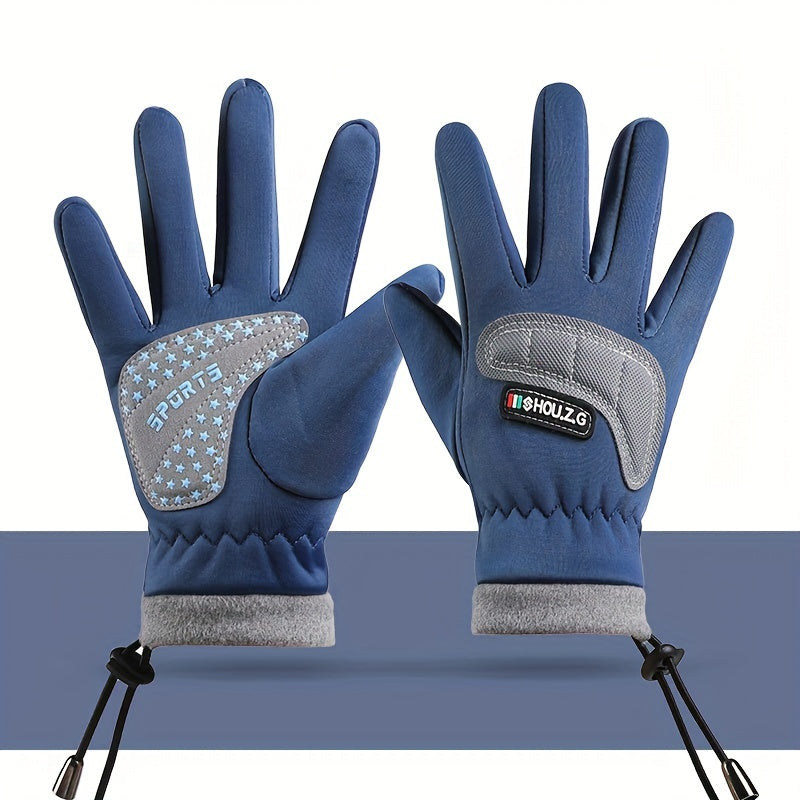 Youngsters' Winter Ski Gloves - Warm, Windproof & Non-Slip for Boys & Girls Ages 7-13 | Thickened Five-Finger Design for Outdoor Play & Cycling