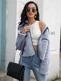 elveswallet  Women's Outerwear Fashion Solid Zipper Double-sided Fall Winter Crop Coat
