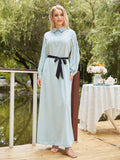 Simple Flat Collar Dress, Elegant Long Sleeve Simple Maxi Dress, Women's Clothing