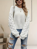 elveswallet  Solid Crew Neck Pullover Sweater, Elegant Long Sleeve Drop Shoulder Sweater, Women's Clothing