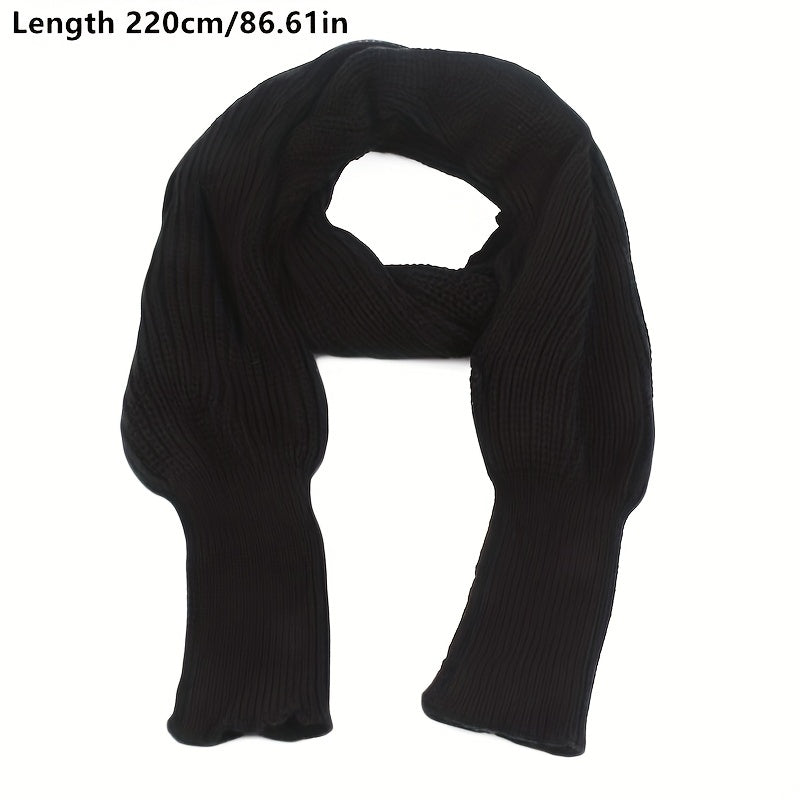 Autumn Winter Knitted Shawl With Sleeve Monochrome Elastic Warm Outside Coldproof Short Shawl
