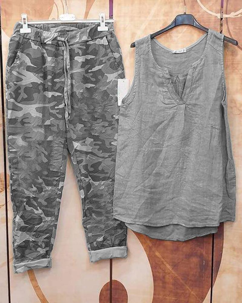 Casual Camouflage Jacket Without Sleeves