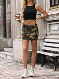 elveswallet  Camo Slim Fit Denim Skirt, Flap Pockets High Waist Versatile Cargo Denim Skirt, Y2K & Kpop Style, Women's Denim Clothing