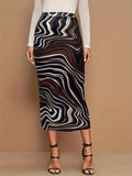 All Over Print Pencil Skirt, Casual High Waist Skirt For Spring & Summer, Women's Clothing