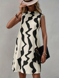 elveswallet  Color Block Sleeveless Dress, Casual Mock Neck Dress For Spring & Summer, Women's Clothing