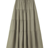 elveswallet  Ruffle Layered Hem Drawstring Skirt, Casual Skirt For Spring & Summer, Women's Clothing