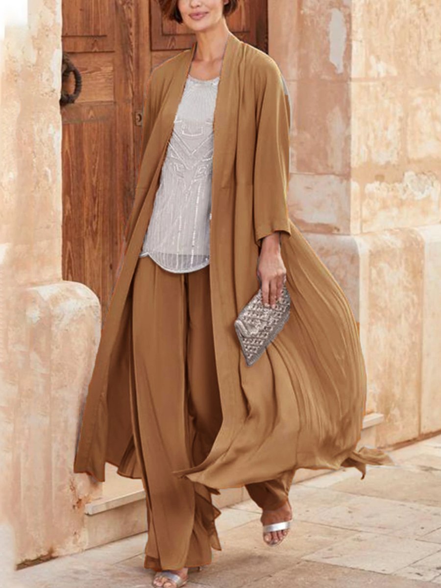 Chiffon Wide Loose Shirt Two-Piece Women's Suit