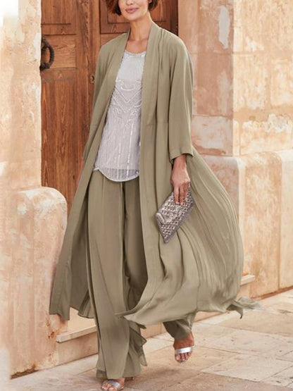 Chiffon Wide Loose Shirt Two-Piece Women's Suit