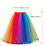 1pc, Long Rainbow Tutu Skirt For Women Plus Size 4Layer ,80s Prom Dress Vintage Tulle Skirt ,Colorful Pride Gay Tutu Costume For Halloween Party, Recital,Stage Performance, Birthdays And Theme Parties,Carnival,Makeup Dance Parties