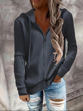 elveswallet  Zip Up Drawstring Hoodies, Casual Soldi Long Sleeve Sweatshirt, Women's Clothing