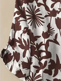 elveswallet  Plus Size Casual Blouse, Women's Plus Floral Print Short Sleeve Round Neck Button Up Blouse