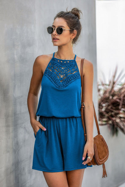 elveswallet Sleeveless Lace Hollow Halter Jumpsuits