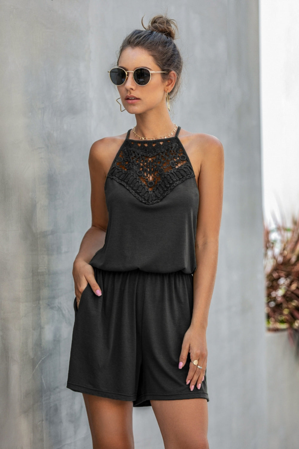 elveswallet Sleeveless Lace Hollow Halter Jumpsuits