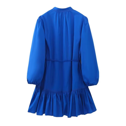 - Royal blue tiered embellished shirt dress GEU553