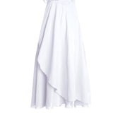 elveswallet  Ruffle Asymmetrical Hem Dance Skirts, Chiffon High Waist Ballet One Piece Wrap Skirts, Women's Ballet Wear