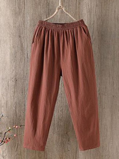 Women Linen Casual Shift Pants