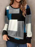 elveswallet  Color Block Crew Neck Pullover Sweatshirt, Casual Long Sleeve Sweatshirt For Spring & Fall, Women's Clothing