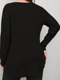 elveswallet  Criss Cross V Neck T-shirt, Casual Solid Long Sleeve T-shirt, Women's Clothing