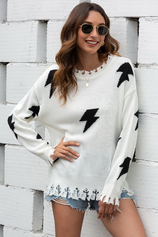 elveswallet Flash Tassels Sweater - White