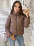 Zip Front Puffy Warm Coat, Slant Pockets Funnel Neck Long Sleeve Jacket For Winter, Women's Clothing