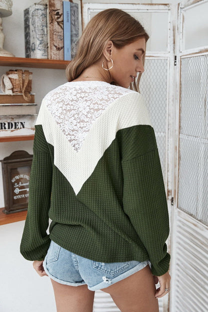 elveswallet Patchwork Lace Collar Sweater