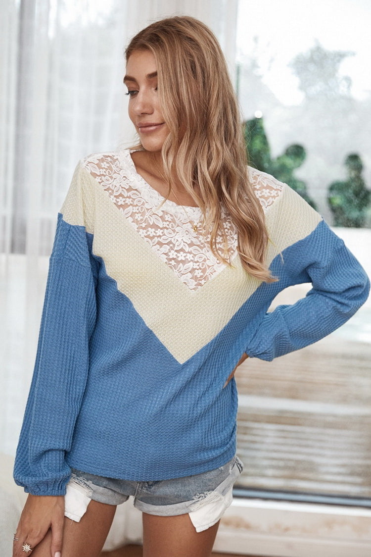 elveswallet Patchwork Lace Collar Sweater