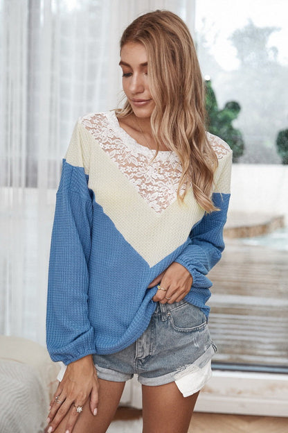 elveswallet Patchwork Lace Collar Sweater