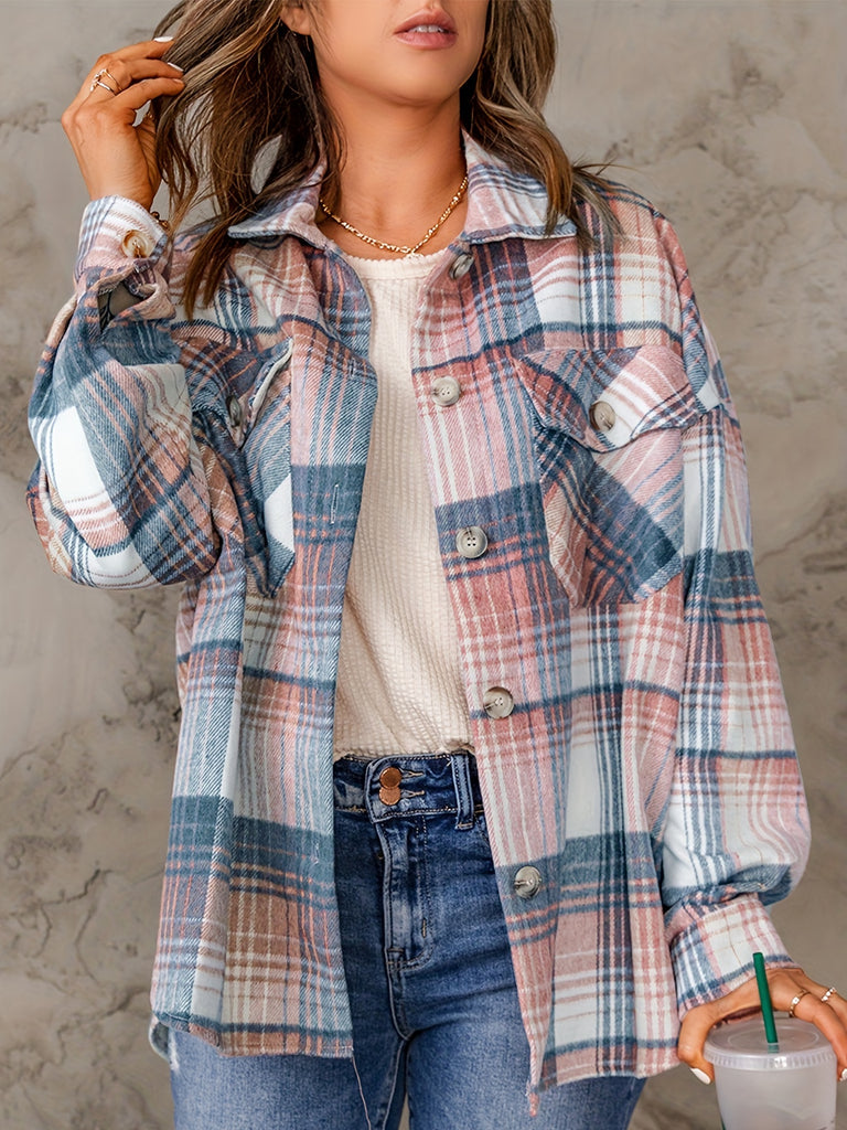 elveswallet  Women's Blouses Long Sleeve Casual Plaid Shirts