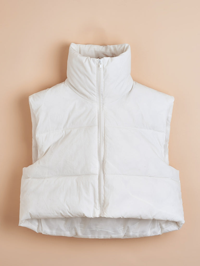 elveswallet  Lightweight Zip Up Vest Coat, Solid Sleeveless Thermal Vest Coat For Fall & Winter, Women's Clothing