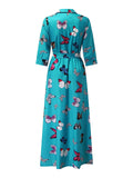 Butterfly Print Surplice Neck Dress, Casual 3/4 Sleeve Party Dress, Women's Clothing