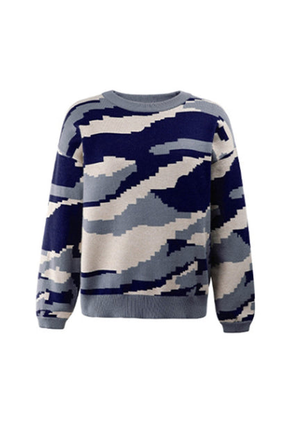 elveswallet Round Neck Camouflage Leopard Sweater