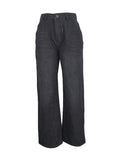 elveswallet  Solid Loose Fit Straight Jeans, Non-Stretch Slash Pockets Baggy Denim Pants, Women's Denim Jeans & Clothing