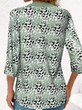 elveswallet  Plus Size Casual Top, Women's Plus Colorblock Leopard Print Half Sleeve Round Neck Tie Front 2 In 1 Top