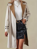 elveswallet  Single Breasted Trench Coat, Casual Lapel Long Sleeve Outerwear, Women's Clothing
