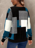 elveswallet  Color Block Crew Neck Pullover Sweatshirt, Casual Long Sleeve Sweatshirt For Spring & Fall, Women's Clothing