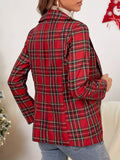 elveswallet  Plaid Print Lapel Blazer, Casual Long Sleeve Open Front Outerwear, Women's Clothing