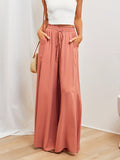 elveswallet  High Waist Drawstring Wide Leg Pants, Casual Loose Pants For Spring & Summer, Women's Clothing
