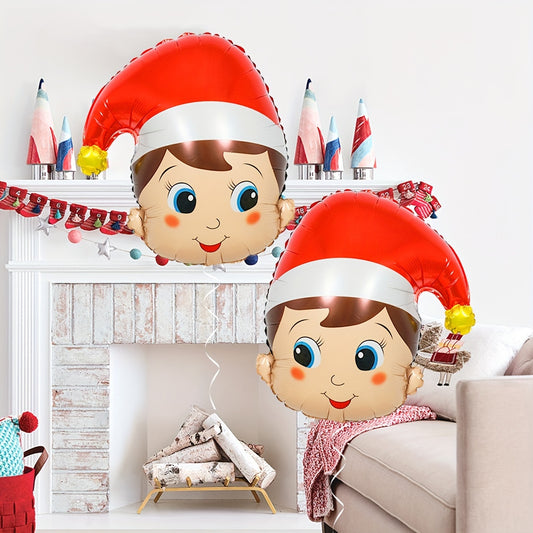 [Trusted] 2pcs Christmas Soldier Head Balloons with Red Santa Hat - Perfect for Holiday Party & Home Decor