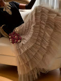 elveswallet  Multilayer Ruffles Tulle Skirt, Casual Fluffy Skirt For Spring & Summer, Women's Clothing