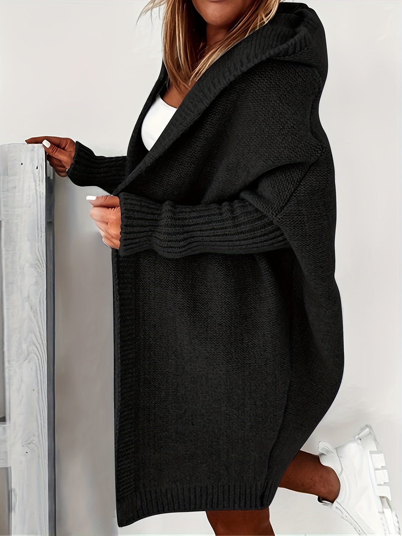 elveswallet Oversized Hooded Knitted Cardigan