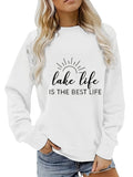 elveswallet  Lake Life Print Sweatshirt, Casual Long Sleeve Crew Neck Sweatshirt For Fall & Winter, Women's Clothing
